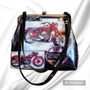 M. ANDONIA Retro 1950s Motorcycle Pin-up Kiss Bag